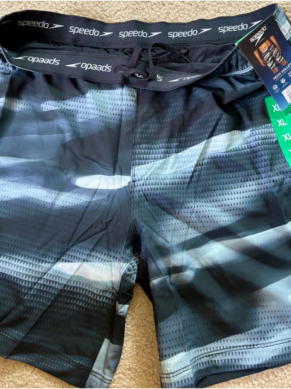 Speedo Black & Gray Tech Volley Swim Shorts